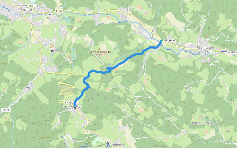Thurnhof - Geieregg/Sellhof - Wieden - St. Corona walking route map in Feistritz am Wechsel