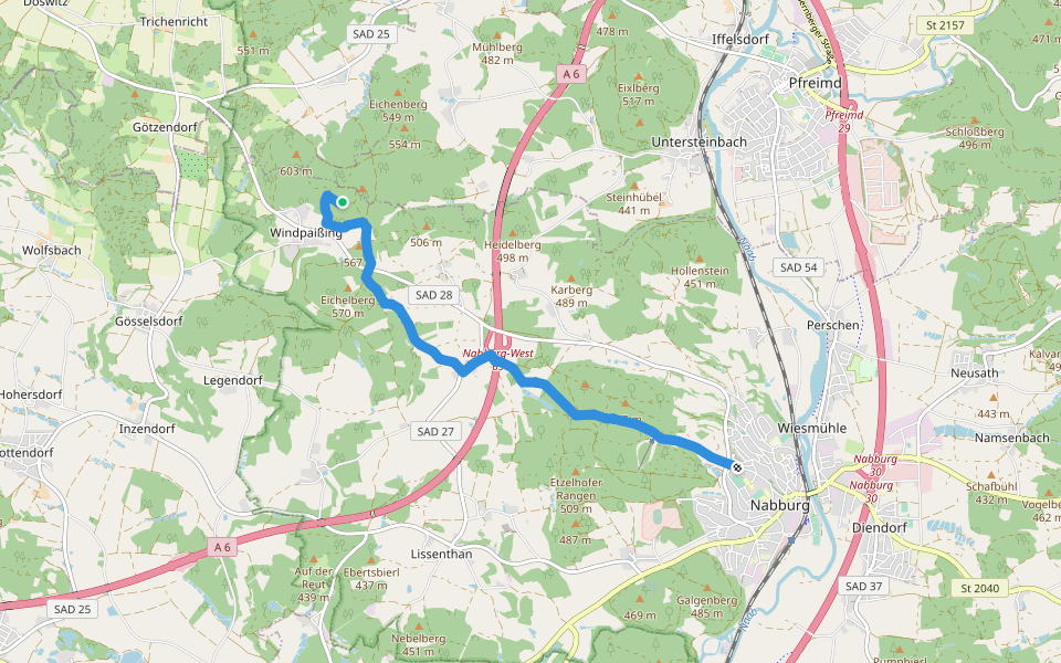Kulmwanderweg walking route map in Nabburg