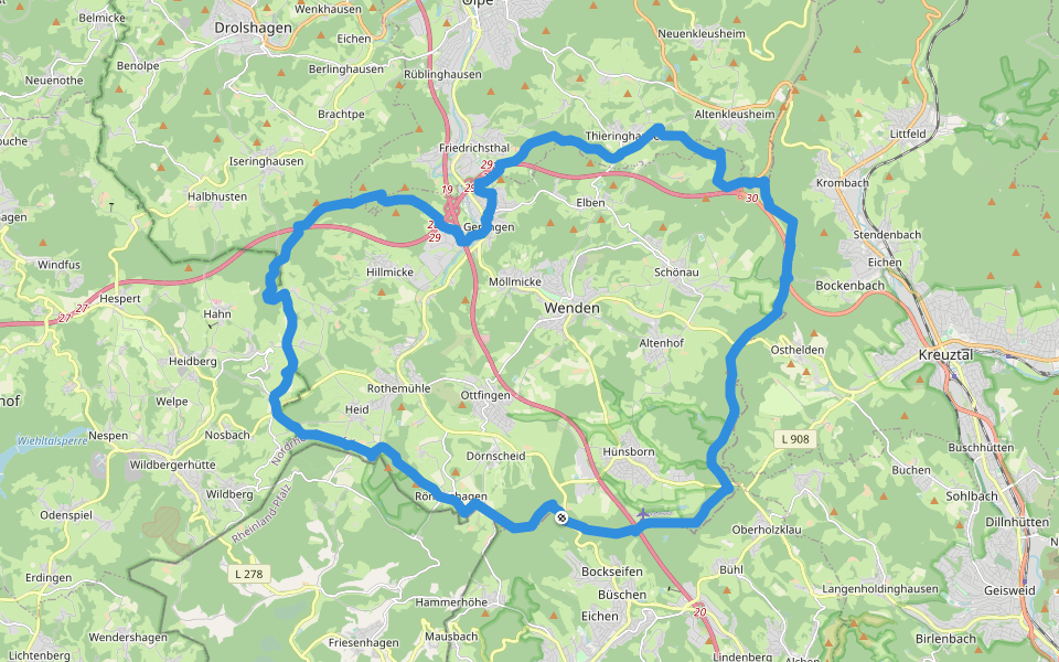 Wendener Rundweg walking route map in Wenden