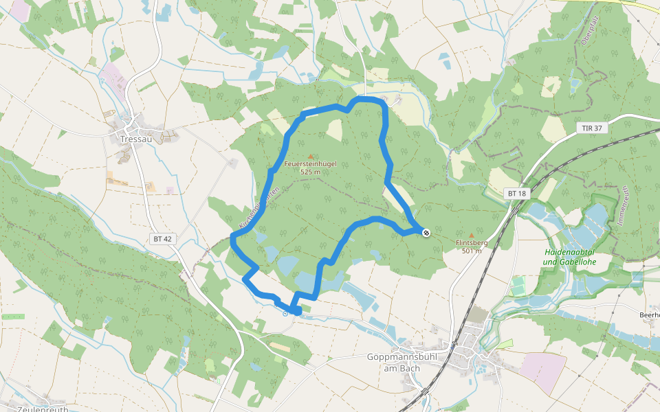 Speichersdorf Rundwanderweg Nr. 1 walking route map in Speichersdorf