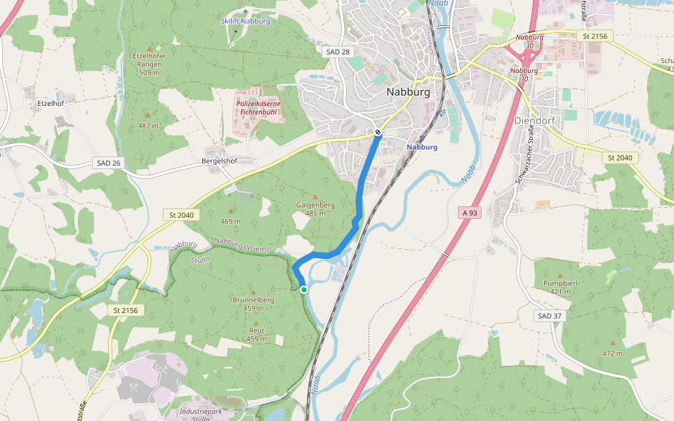 Maria Brünnl walking route map in Nabburg