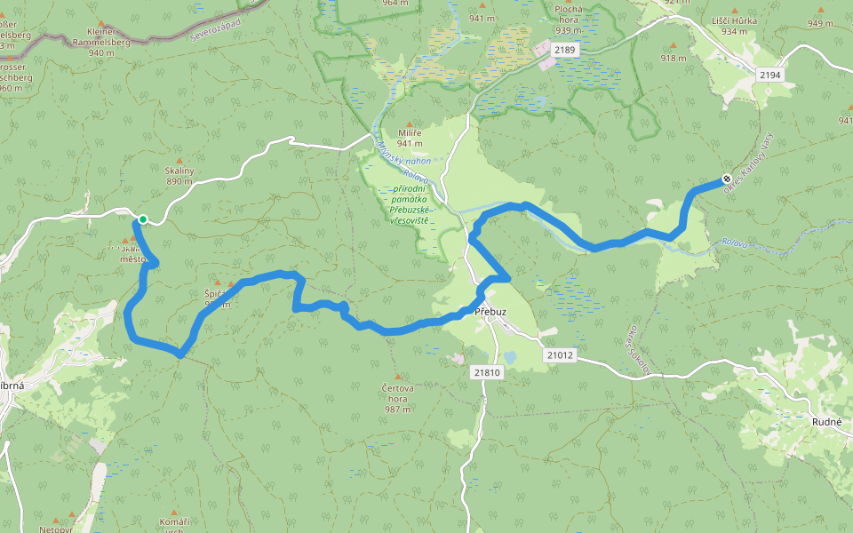 [Z] Rajec - Rolava walking route map in Stříbrná