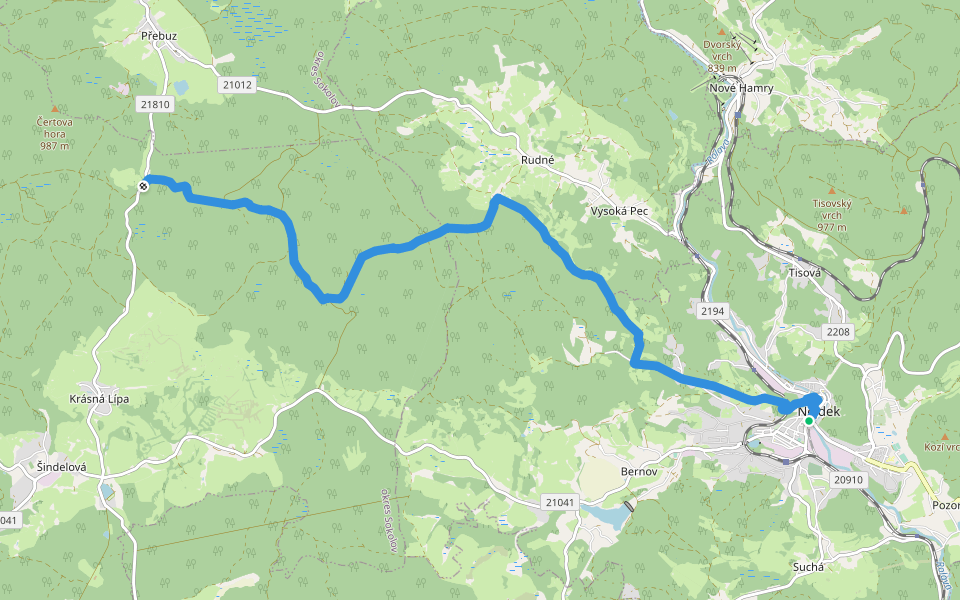 [Ž] Mlýnské chalupy - Nejdek walking route map in Nejdek