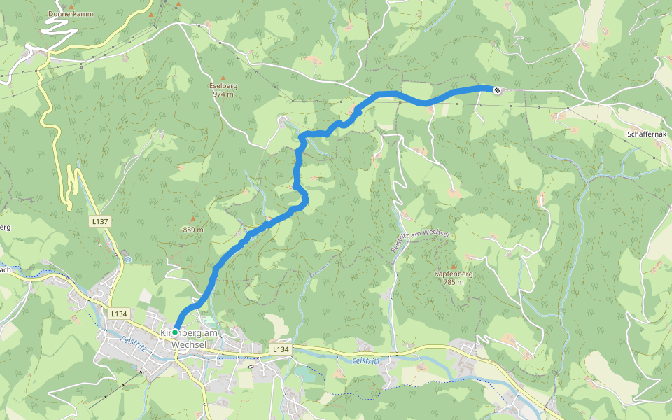 Kirchberg - Kirchgraben - Hasleiten - Ödenkirchen walking route map in Kirchberg am Wechsel-Markt