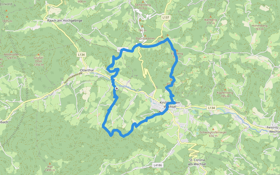Panorama Wanderweg (Kirchberg a.W.) walking route map in Otterthal