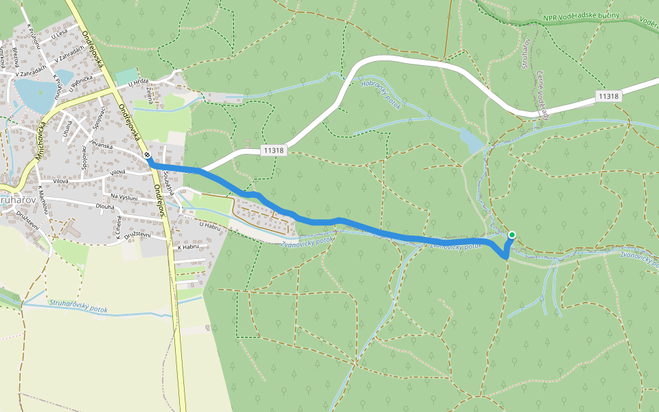 [Ž] Zvánovický potok - Struhařov walking route map in Zvánovice
