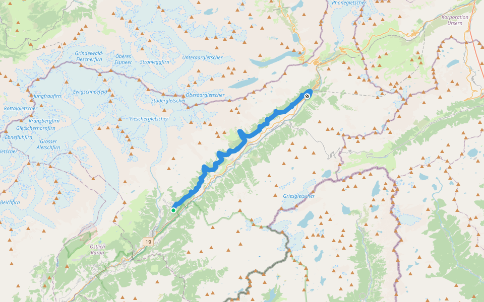 Gommer Höhenweg walking route map in Bellwald