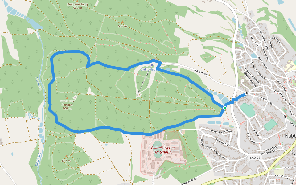Etzelhofer Rangen walking route map in Nabburg