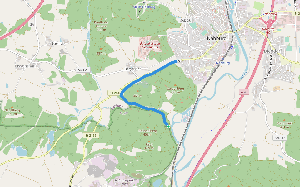 Diebsteig walking route map in Nabburg