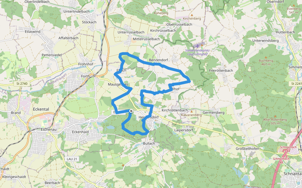 Rundweg Herpersdorf – Ebach walking route map in Eckental
