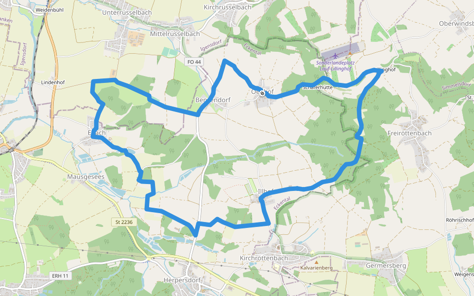 Rundweg Ebach – Lillinghof walking route map in Eckental