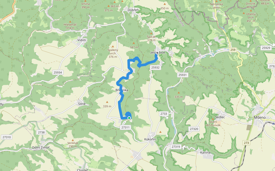 [Č] Jestřebice - Klemperka walking route map in Kokořín