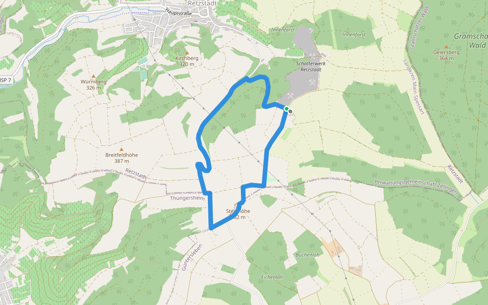 Planetenweg Retzstadt walking route map in Retzstadt