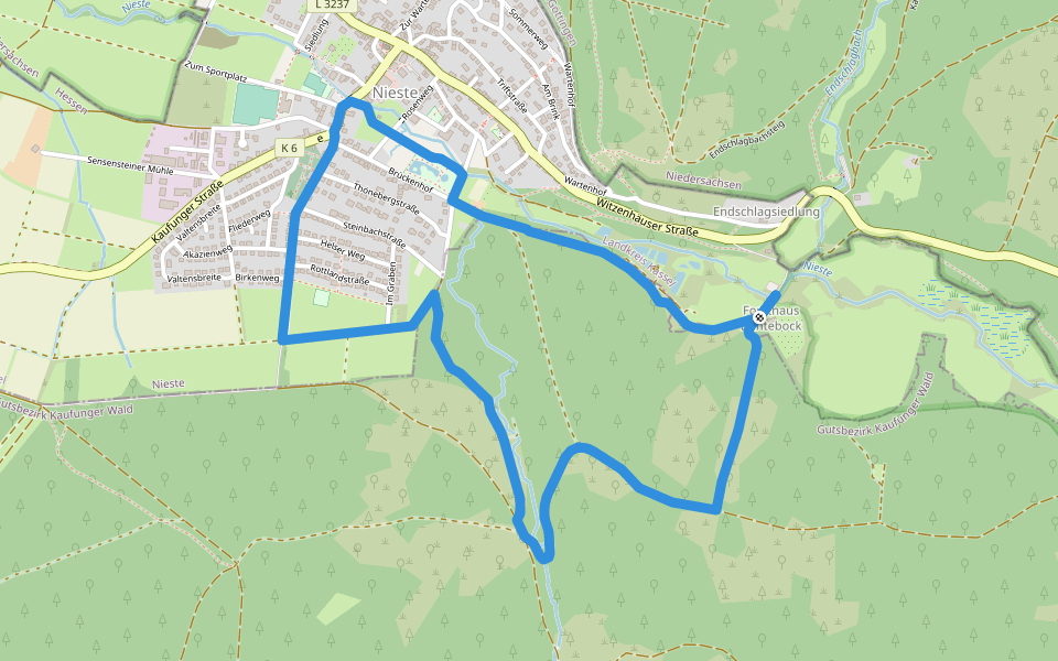 Nieste, Rundweg 14a walking route map in Nieste