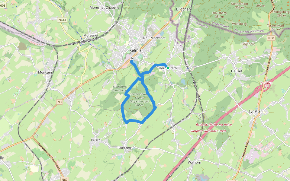 Corso 2 walking route map in Kelmis