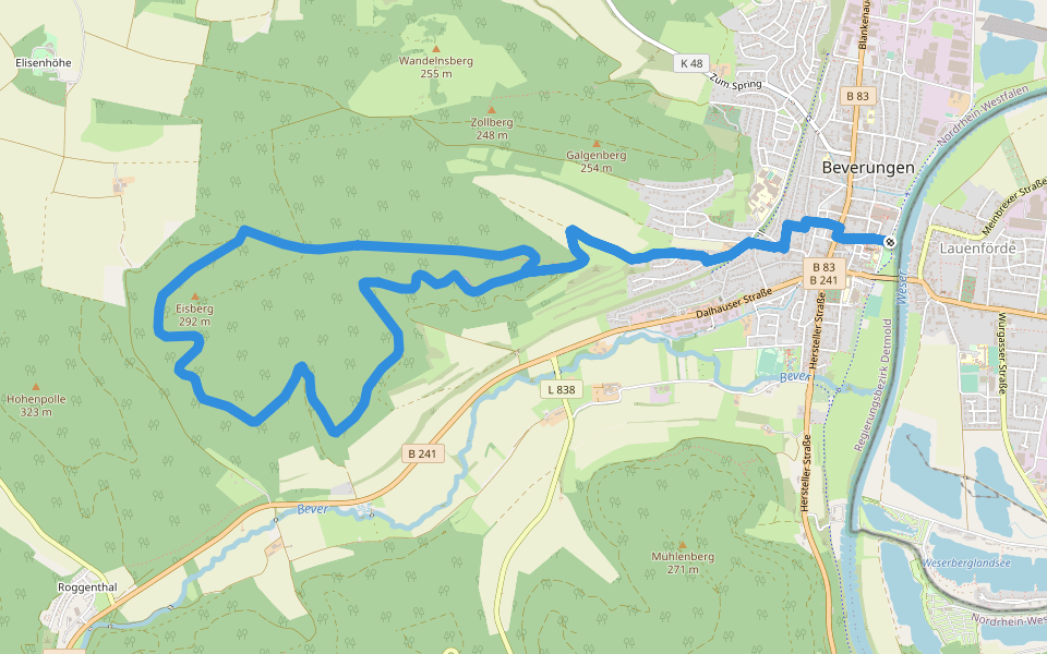 Beverungen: Nordic-Walking-Strecke 1 walking route map in Beverungen