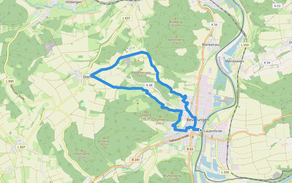 Beverungen: Nordic-Walking-Strecke 4 walking route map in Beverungen