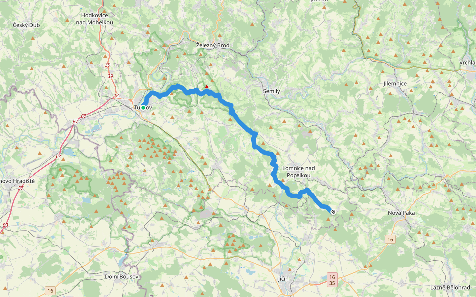 [Č] Turnov - Nová Paka walking route map in Turnov