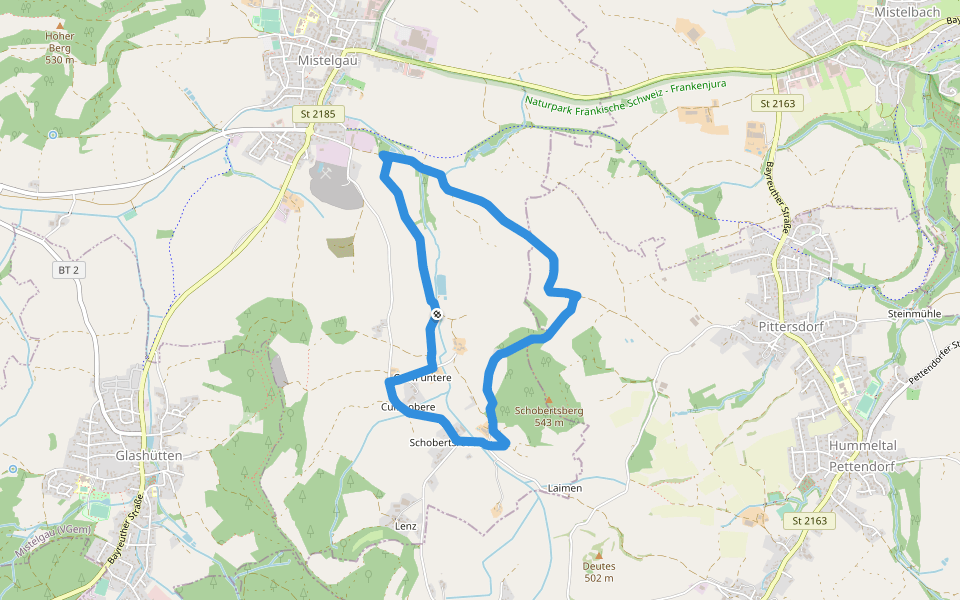 Mistelgau Rundwanderweg "Schobertsberg" walking route map in Mistelgau