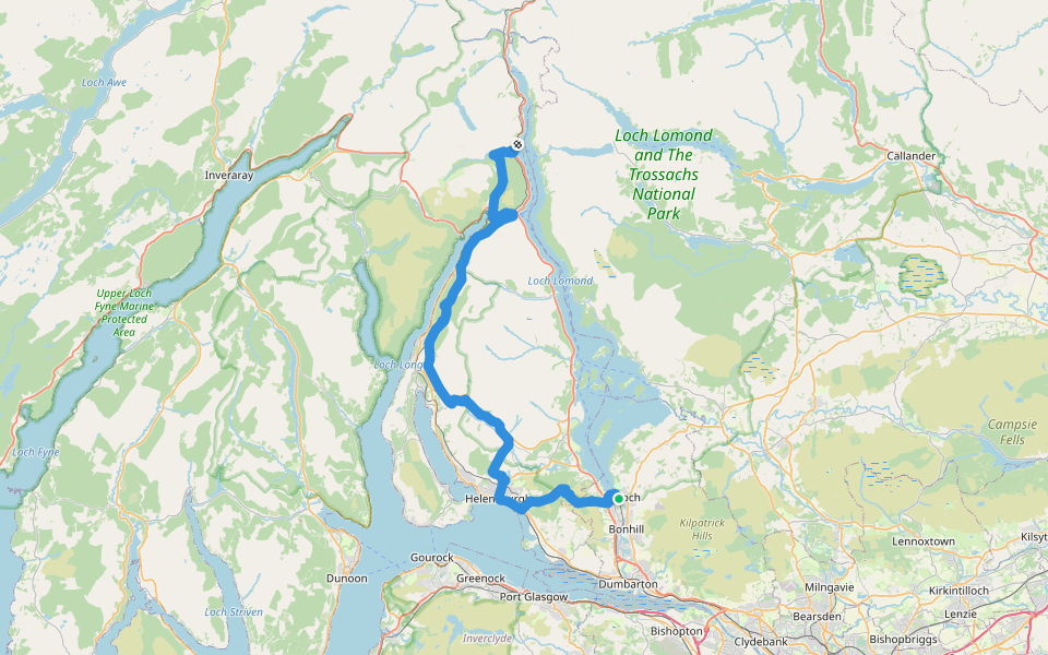 Three Lochs Way walking route map in Balloch