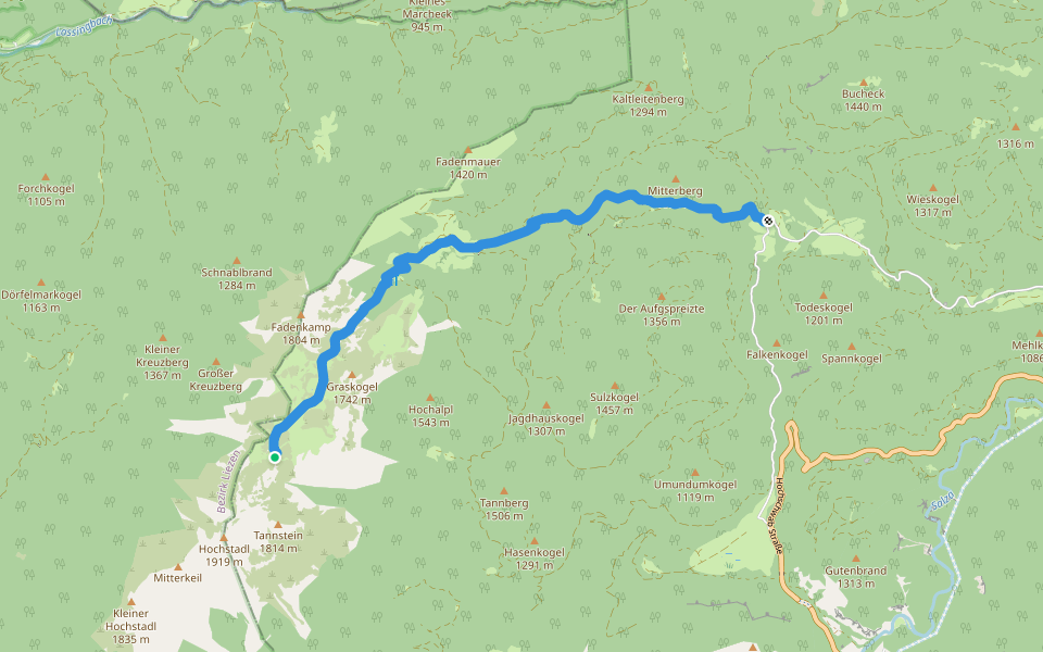 Wanderweg 289 walking route map in Gußwerk