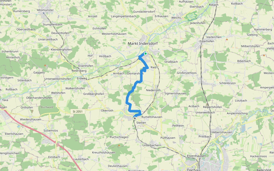 MVV Wanderweg Punkt walking route map in Markt Indersdorf