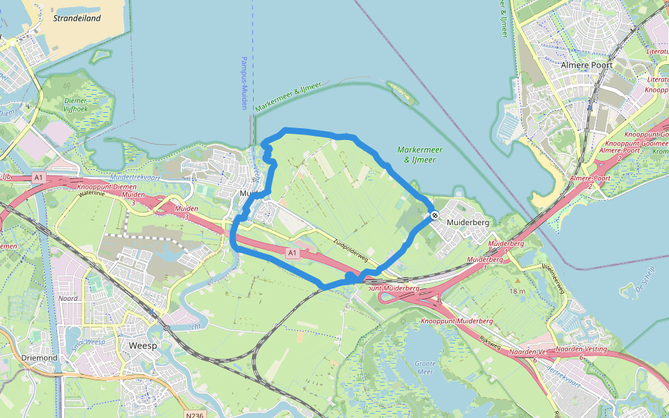 Muiderbergroute walking route map in Muiderberg