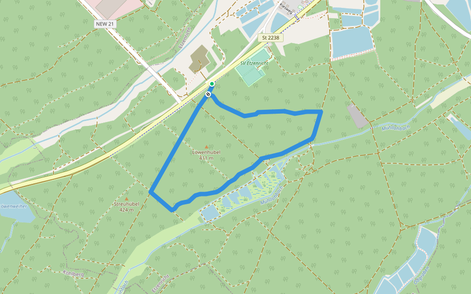 Pechhüttenweg walking route map in Etzenricht