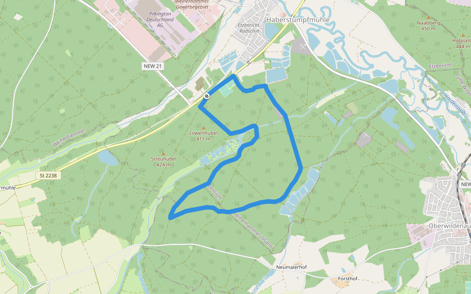 Stockweiherweg walking route map in Etzenricht