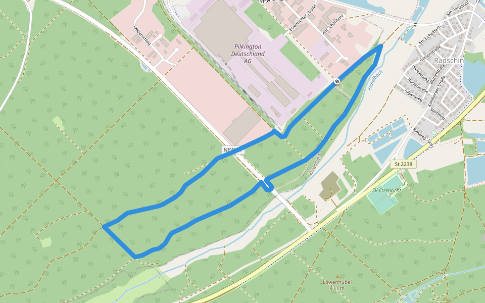 Eichelbachweg walking route map in Weiherhammer