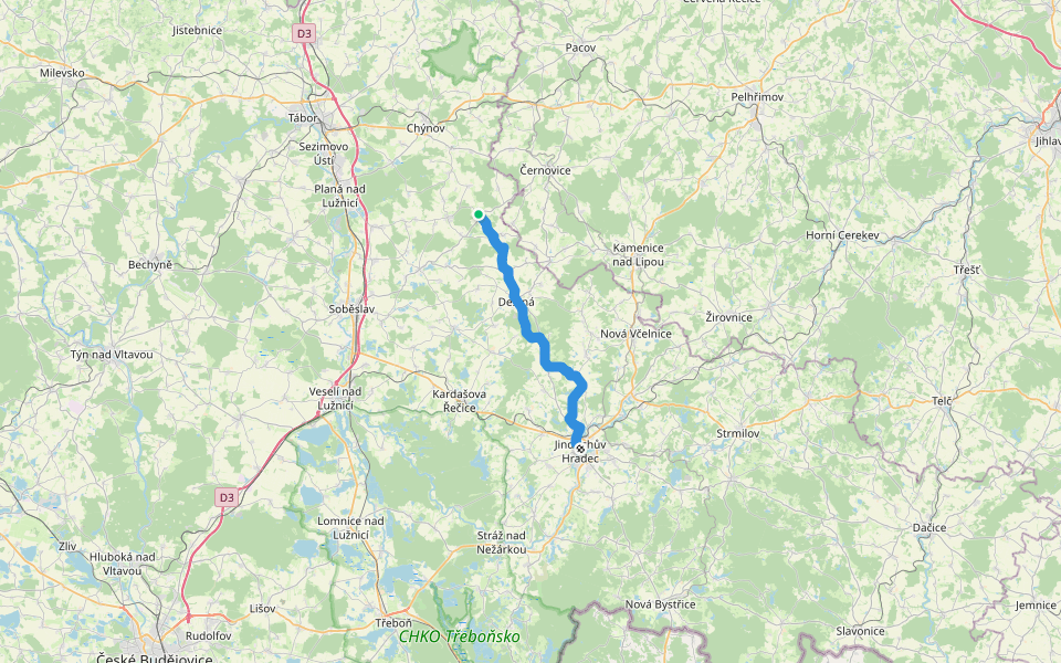 [Č] Jindřichův Hradec - Mlýny walking route map in Mlýny
