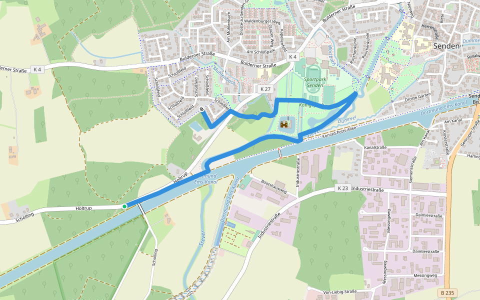 Senden Rundweg A1 walking route map in Senden