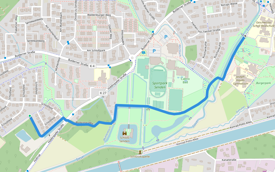 Senden Rundweg A2 walking route map in Senden