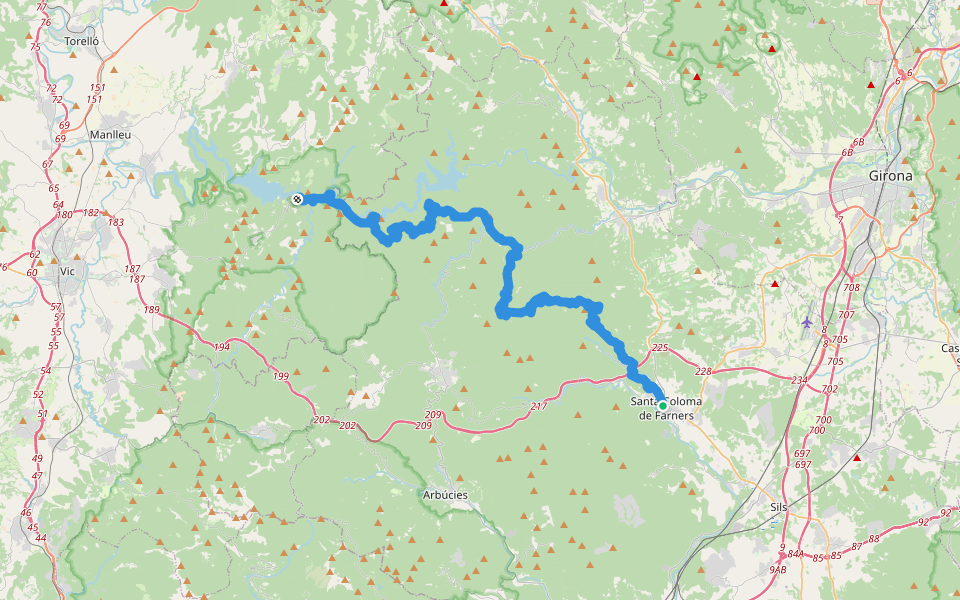 GR 178 Ruta d'en Serrallonga walking route map in Santa Coloma de Farners