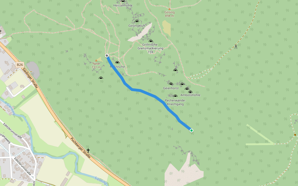 unterer Jagdsteig walking route map in Bürg-Vöstenhof