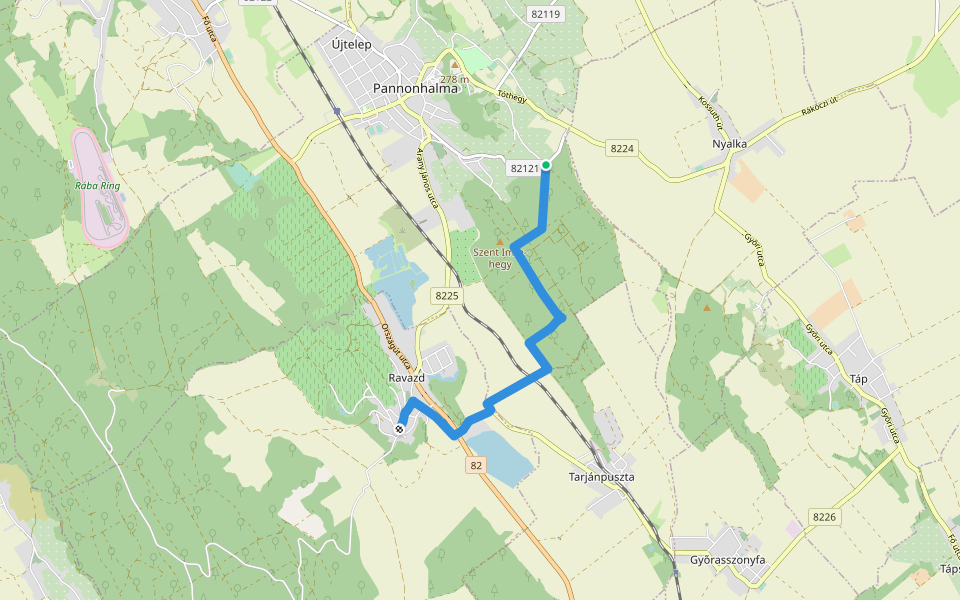 S+ (Ravazd) walking route map in Pannonhalma