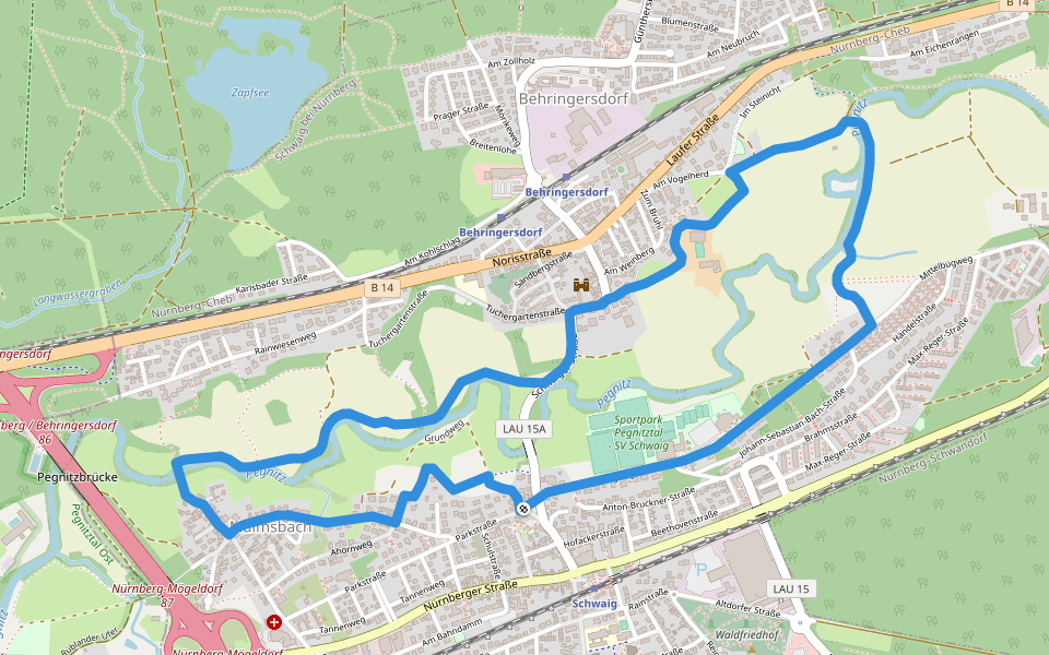 Schwaiger Rundgang walking route map in Schwaig bei Nürnberg