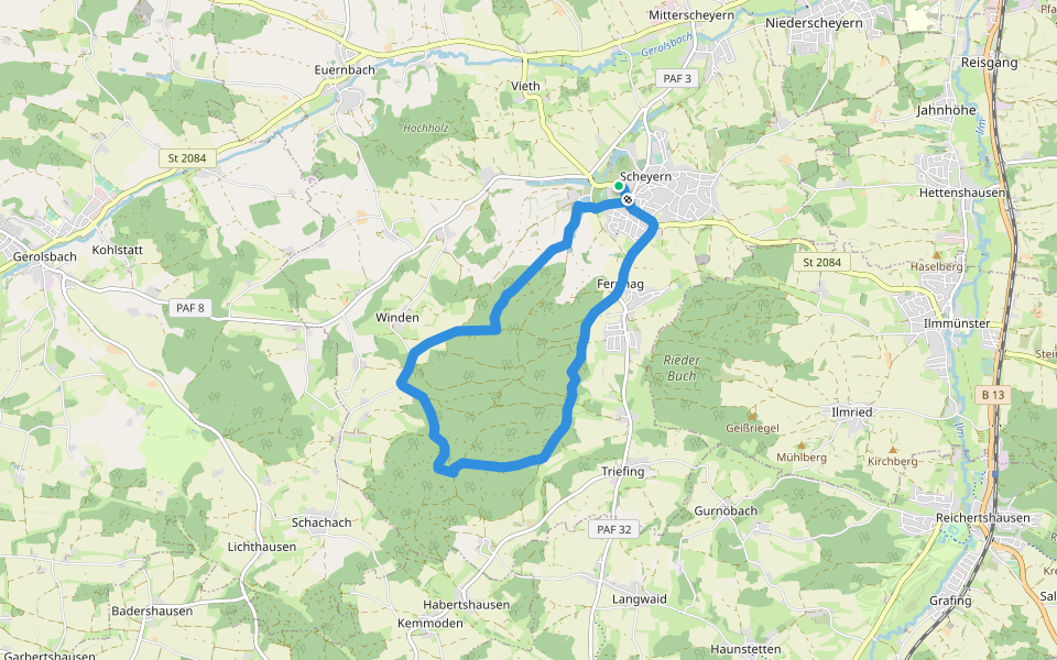 Keltenweg walking route map in Scheyern