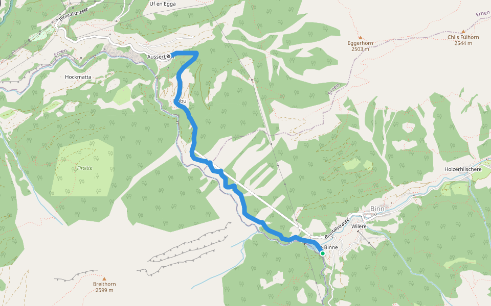 Binn-Ausserbinn walking route map in Binn
