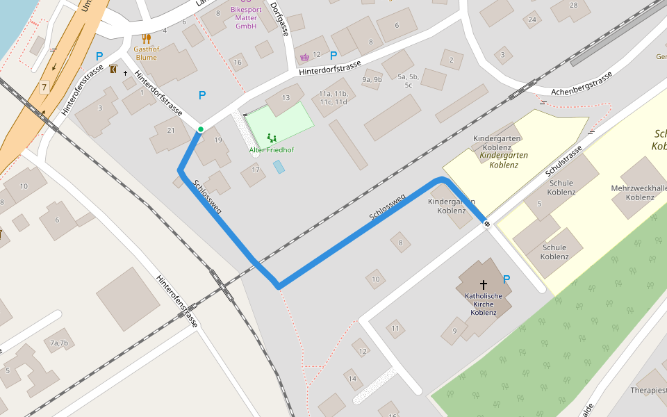 Schlossweg walking route map in Koblenz