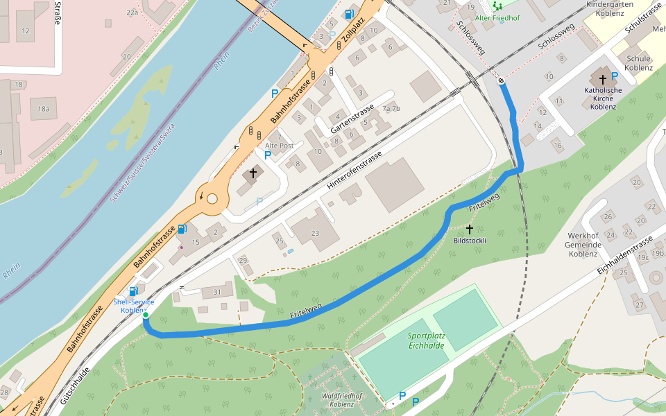 Fritelweg walking route map in Koblenz
