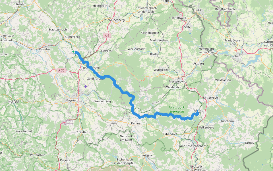 Südweg walking route map in Neuenmarkt
