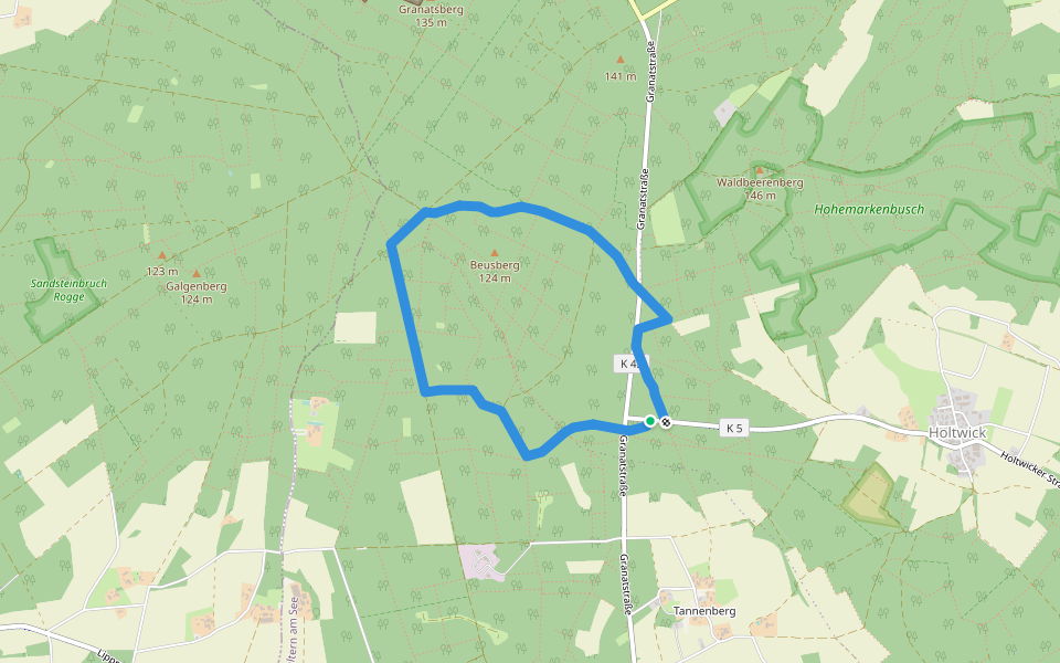 Bensberg Rundweg A8 walking route map in Haltern am See