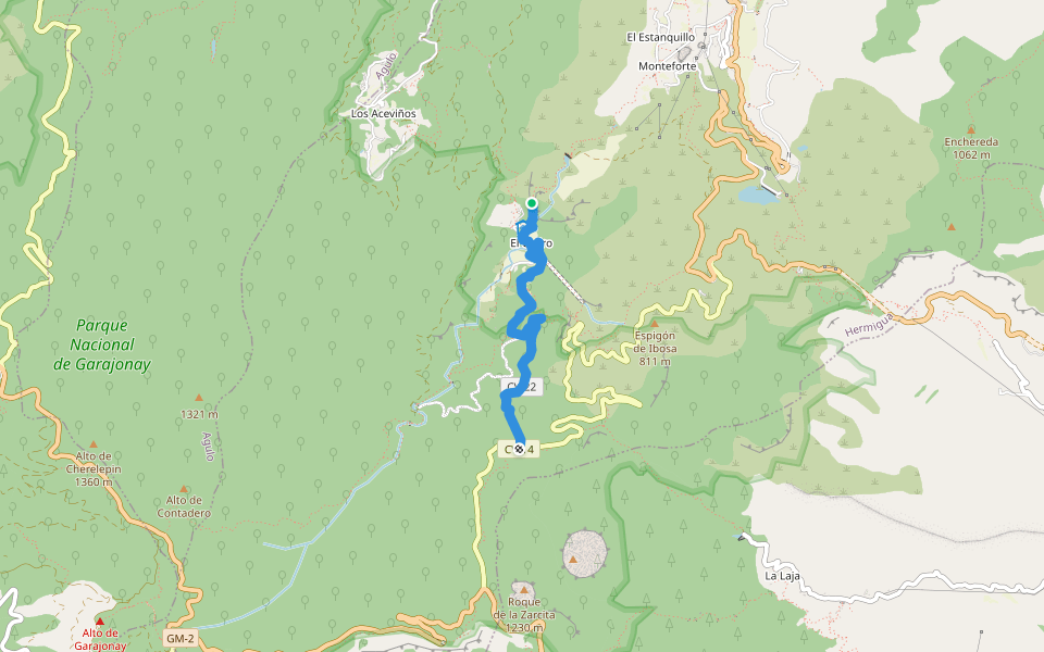 Reventón Oscuro - El Cedro walking route map in Agulo