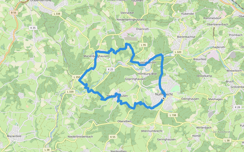 Golddörfer-Route - Rundweg Schlossblicke walking route map in Nümbrecht