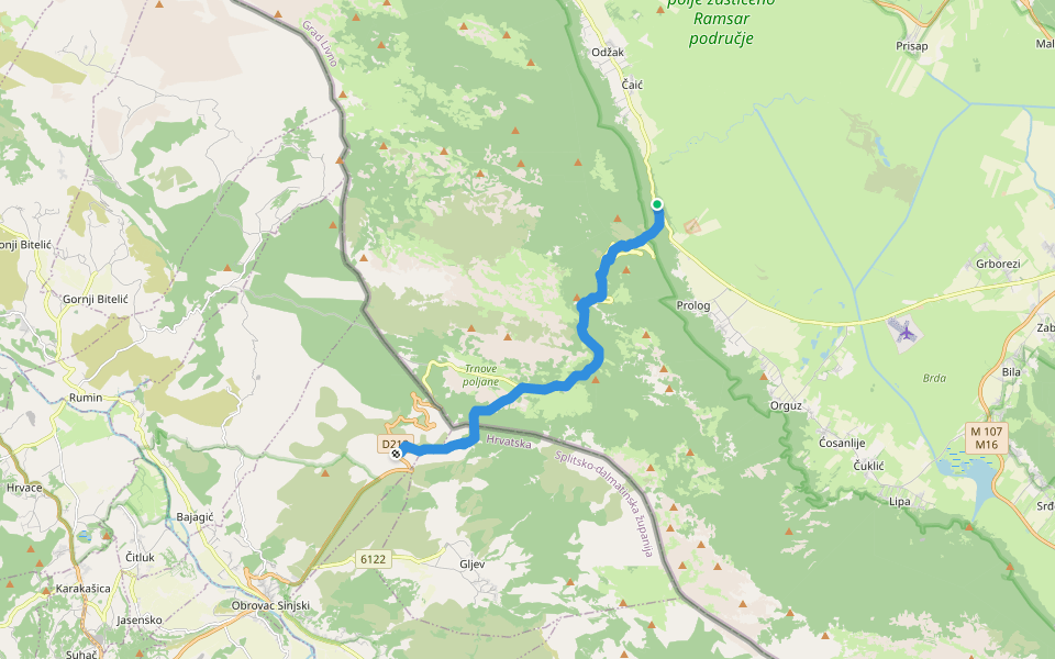 Gospin put-marianska staza walking route map in Prolog
