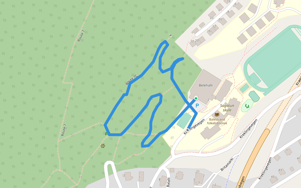 Kreklingen natursti walking route map in Balestrand