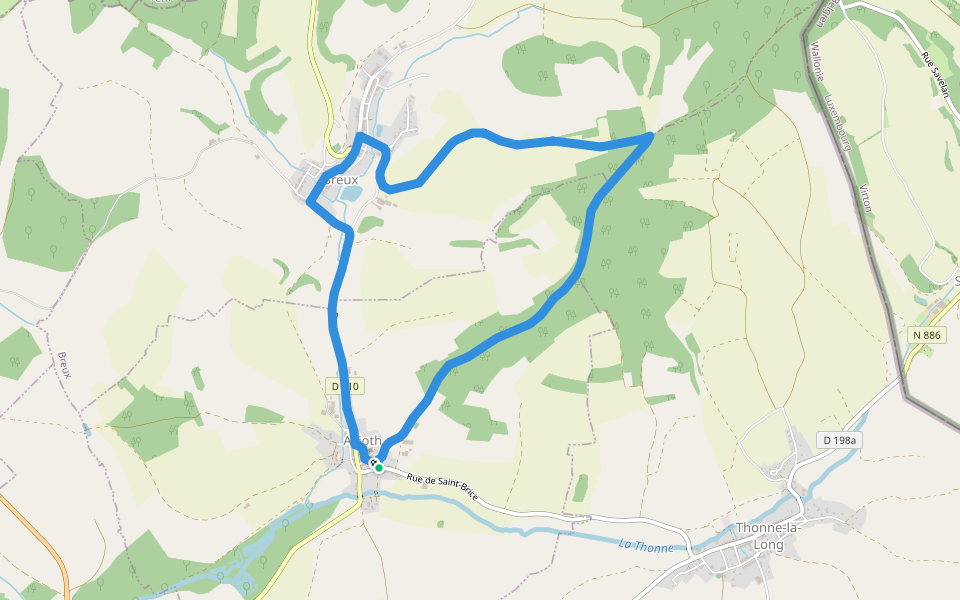 Boucle de promenade à Avioth 1, France walking route map in Avioth