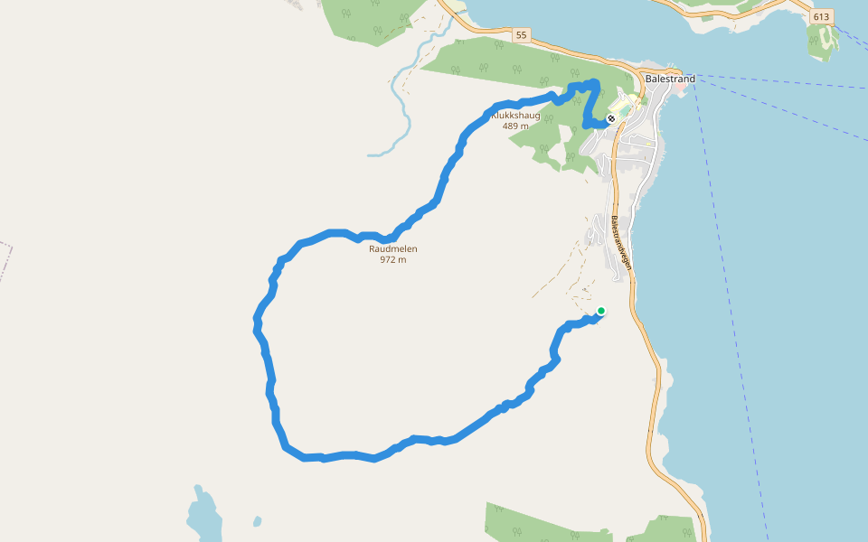 Bruhjellstølen-Fagradalen-Spenane walking route map in Balestrand