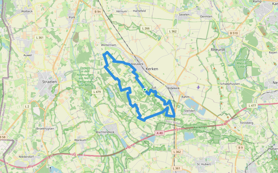 Nieukerk Rundweg (R) walking route map in Kerken